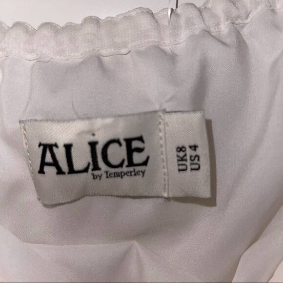 Alice by Temperly White Lace Whispers Off Shoulder Mini Dress Sz 4 - Picture 7 of 14